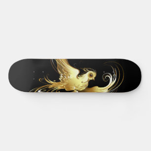 Skateboard Oiseau d'or sur Arrière - plan noir