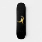 Skateboard Oiseau doré sur fond noir (Devant)