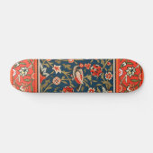Skateboard Oiseau et fleurs Perse Motif bleu rouge (Horz)