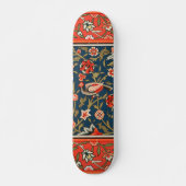 Skateboard Oiseau et fleurs Perse Motif bleu rouge (Devant)