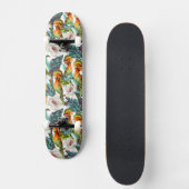Skateboard Oiseau et motif de fleur exotique (Recto)