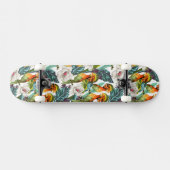 Skateboard Oiseau et motif de fleur exotique (Horz)
