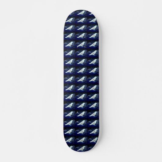 Skateboard oiseaux blancs sur le coque bleu (Devant)