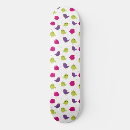 Skateboard Oiseaux colorés mignons (Recto)