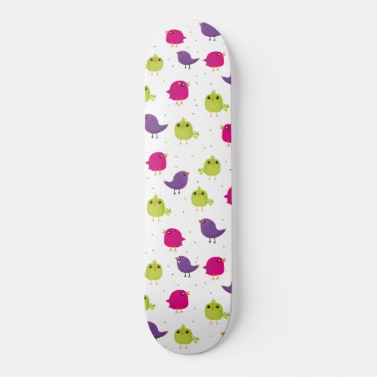 Skateboard Oiseaux colorés mignons (Recto)