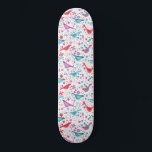 Skateboard Oiseaux dans un jardin Boho Aquarelle moderne<br><div class="desc">Peinture d'eau moderne Boho d'oiseaux dans un jardin de fleurs sauvages turquoises,  roses et orange vif.</div>