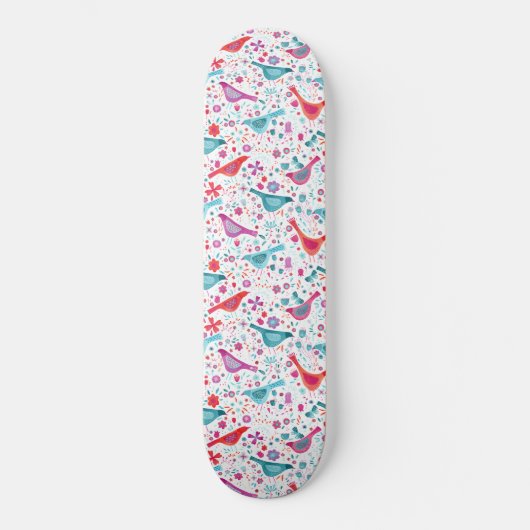Skateboard Oiseaux dans un jardin Boho Aquarelle moderne (Recto)