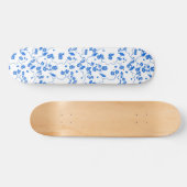 Skateboard Oiseaux en fleurs de cerisiers Bleu Imprimer (Horz)