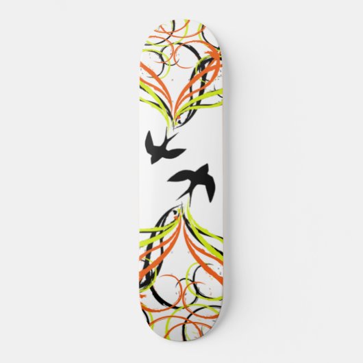 Skateboard oiseaux noirs chantant dans la nuit (Recto)