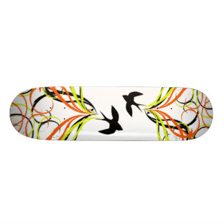 Skateboard oiseaux noirs chantant dans la nuit