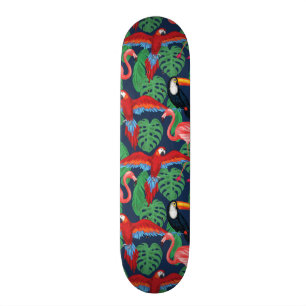 Skateboard Oiseaux tropicaux dans des couleurs lumineuses