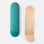 Skateboard Ombre Turquoise moderne Parties scintillant noire  (Recto)