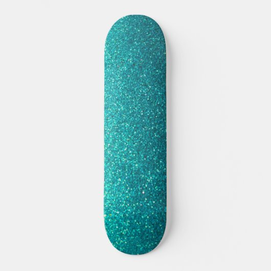 Skateboard Ombre Turquoise moderne Parties scintillant noire  (Recto)