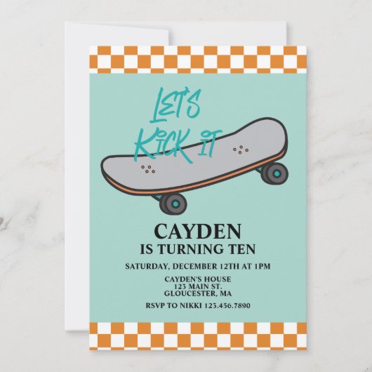 Skateboard On s'y met Anniversaire Invitation (Devant)