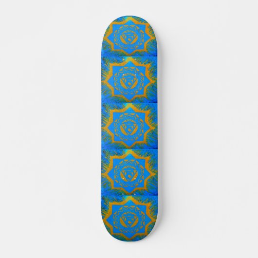 Skateboard or sur symbole tantrique bleu (Devant)