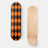 Skateboard Orange Black Harlequin Diamonds Checkers Design  (Recto)
