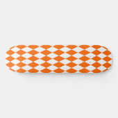 Skateboard Orange blanc Arlequin Diamants Checkers Design (Horz)