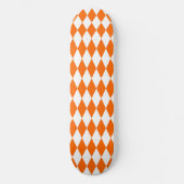 Skateboard Orange blanc Arlequin Diamants Checkers Design (Recto)