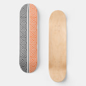 Skateboard Orange Blanc Noir Clé grecque Fret Motif Design (Recto)