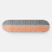 Skateboard Orange Blanc Noir Clé grecque Fret Motif Design (Horz)