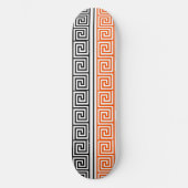 Skateboard Orange Blanc Noir Clé grecque Fret Motif Design (Recto)