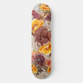 Skateboard Orange Bourgogne automne Aquarelle automne Floral (Recto)