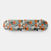 Skateboard Orange California Poppies Black Strips Floral (Horz)
