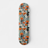 Skateboard Orange California Poppies Black Strips Floral (Devant)
