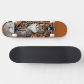 Skateboard Orange Daisy Maine Coon Chat Caturday Heart (Horz)
