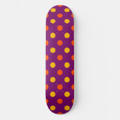 Skateboard Orange et points jaunes violets (Recto)