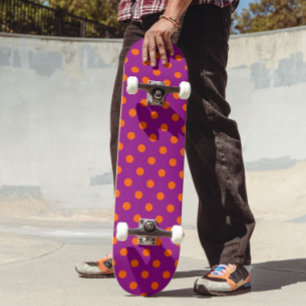 Skateboard Orange On Purple Pois Design Motif