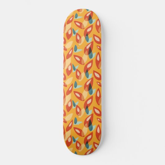 Skateboard Orange Retro Moderne Feuilles géométriques les ann (Recto)