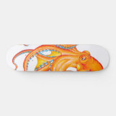 Skateboard Orange Rouge Kraken Octopus Danse d'Art (Horz)