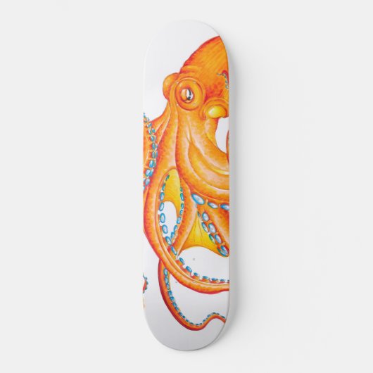 Skateboard Orange Rouge Kraken Octopus Danse d'Art (Recto)
