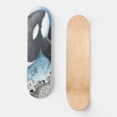 Skateboard Orca Baleine Bleu Aquarelle Carte Nautique (Recto)