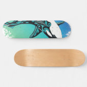 Skateboard Orca Whale Tribal InkTeal (Horz)