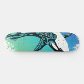 Skateboard Orca Whale Tribal InkTeal (Horz)