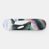 Skateboard Orca Whales Galaxy Northern Lights Aquarelle (Horz)