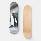 Skateboard Orca Whales Galaxy Northern Lights Aquarelle (Recto)