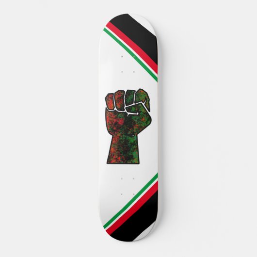 Skateboard orgueil noir poing vert rouge pan drapeau africain (Recto)