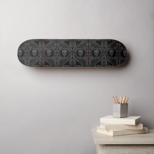 Skateboard Ornement Goth Grey avec crâne (Art mural (Horz))