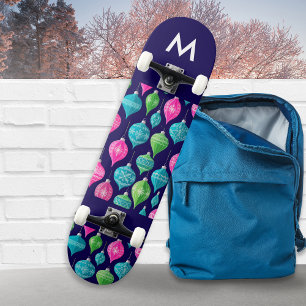 Skateboard Ornements de Noël Colorés Monogrammés