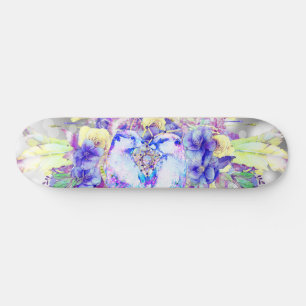 Skateboard Otter Dreamcatcher Blue Jaune Floral