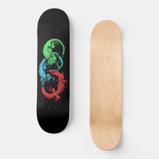 Skateboard Ouroboros Lizards Noir (Recto)