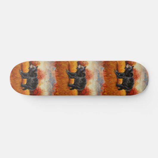 Skateboard Ours noir en forêt d'automne (Horz)