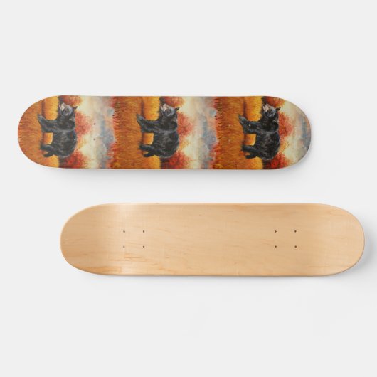 Skateboard Ours noir en forêt d'automne (Horz)