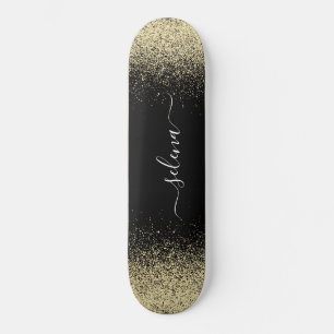 Skateboard Paillettes Or Noir Monogramme Féminin