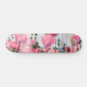 Skateboard Painting Watercolor Pink Flower (Horz)