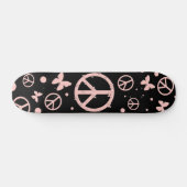 Skateboard Paix rose et papillons (Horz)