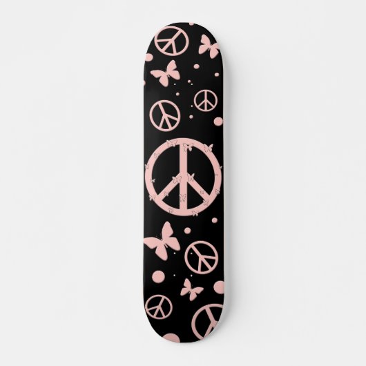 Skateboard Paix rose et papillons (Devant)